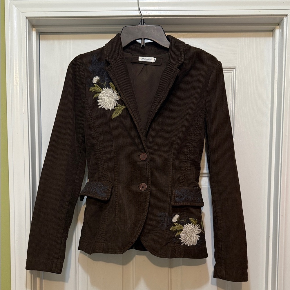 Vintage Johnny Was - Dark Brown Floral Embroidered Blazer - XS - Picture 2 of 5